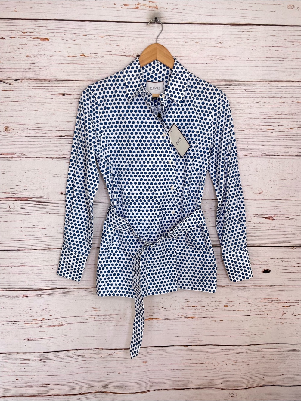NWT Thomas Pink London button down belted blouse
